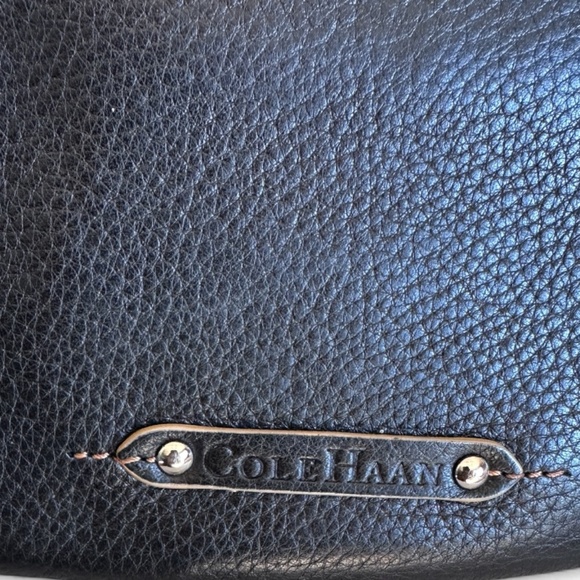 Vintage COLE HAAN Black Pebbled Leather Village Purse SP06 w/ Baseball Stitch! - Picture 3 of 16